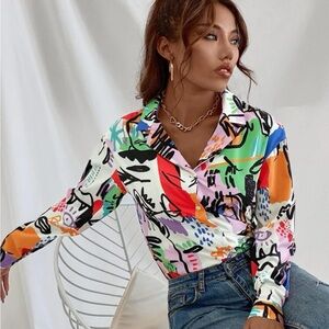 Colorblock Curved Hem
Tunic Blouse
Multicolor / M(6)